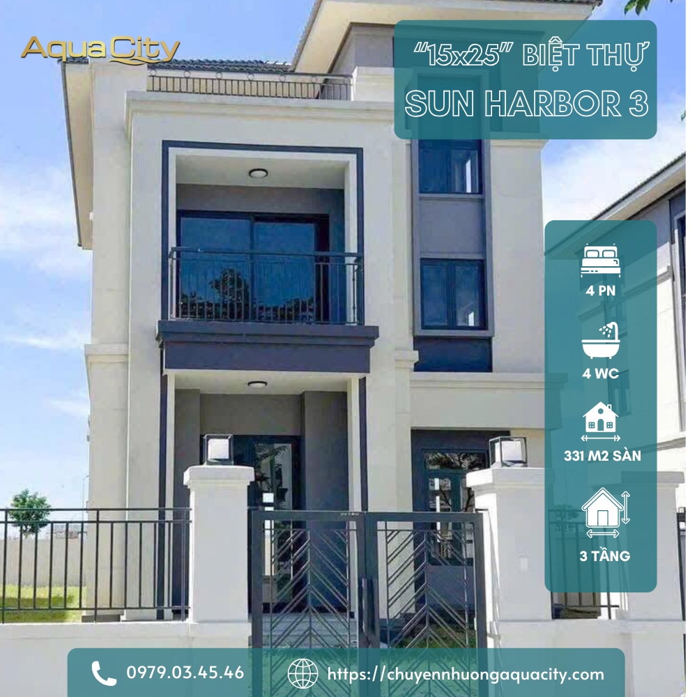Bán Biệt Thự Đơn Lập View Sông, Sun Harbor 3 (The Elite 1), Aqua City