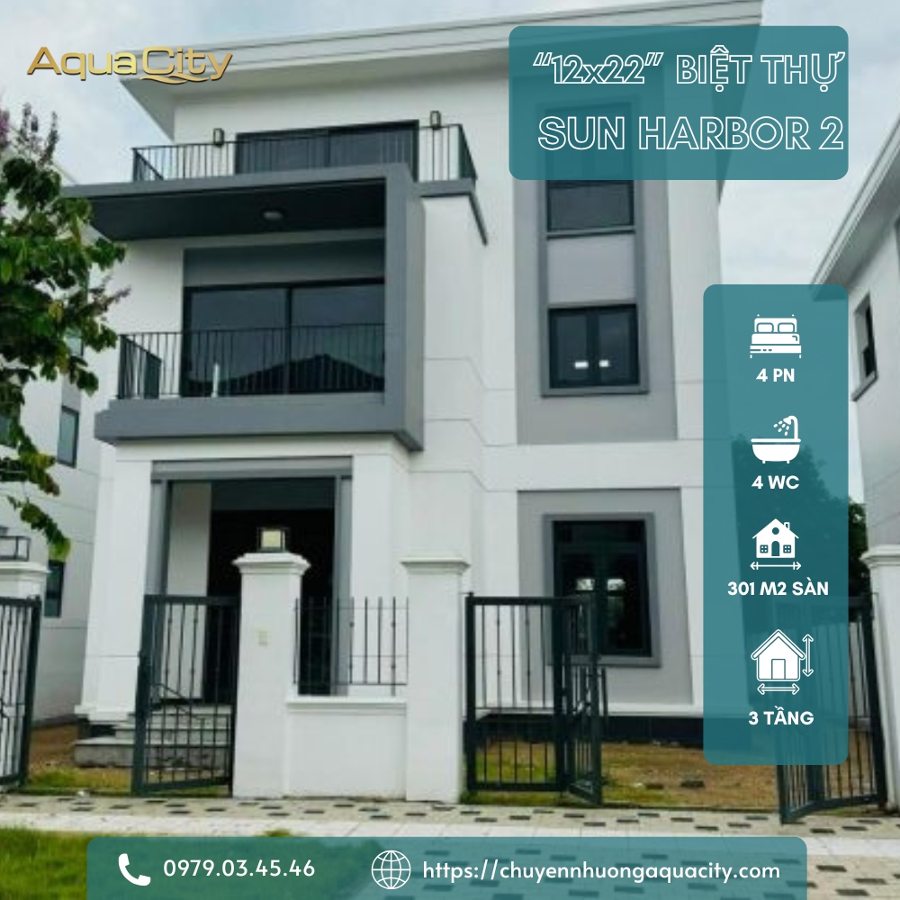 NHƯỢNG LẠI BIỆT THỰ ĐƠN LẬP VIEW SÔNG- SUN HARBOR 2-AQUA CITY