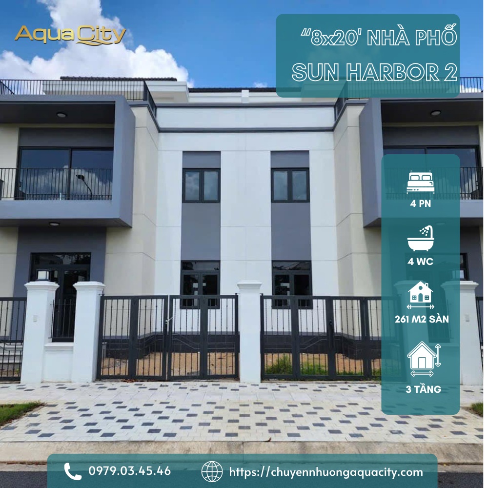Nhượng lại nhà phố 160m2 Sun Harbor 2 (The Suite) Aqua City