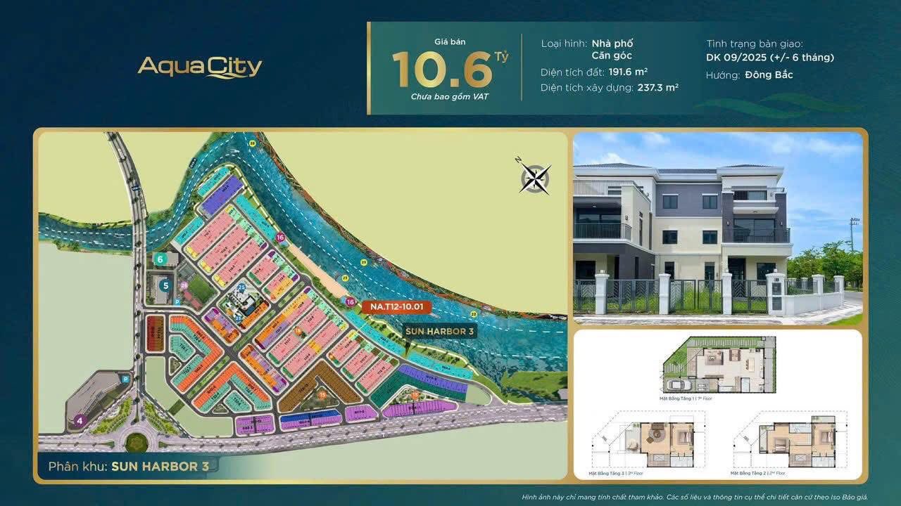 Nhà phố góc trục 19m và 14m siêu đẹp tại phân khu Sun Harbor 3 (The Elite 1), Aqua City - Ảnh 2