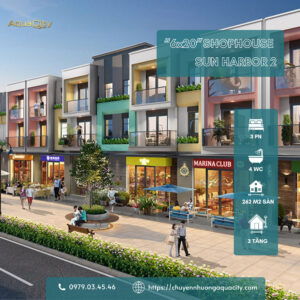 Shophouse trục đường 22m khu Suite, Aqua City