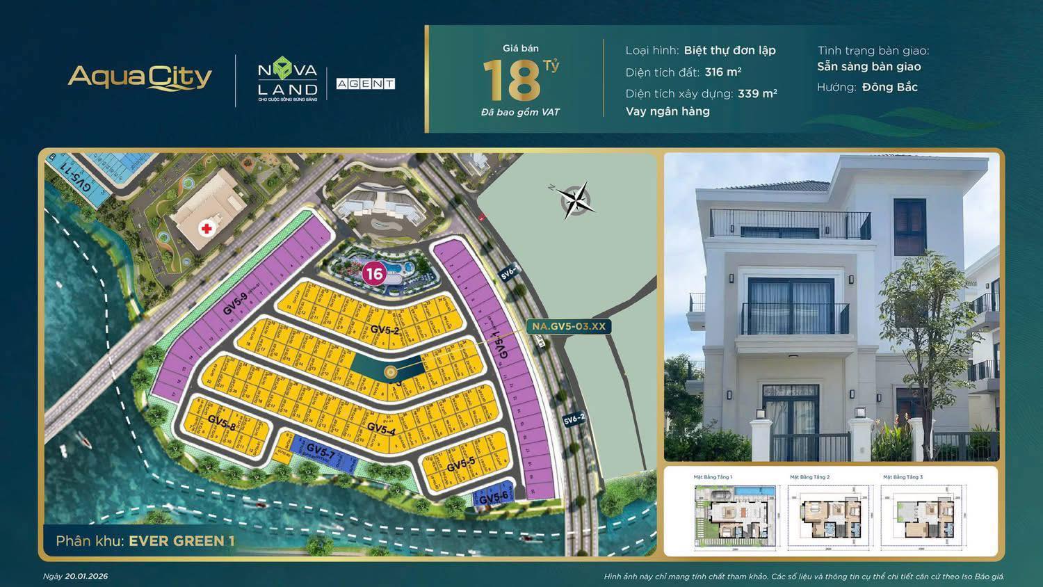 Cập nhật giá biệt thự 316m² – một trong các lô phổ biến và dễ chọn trong phân khu Grand Villas.