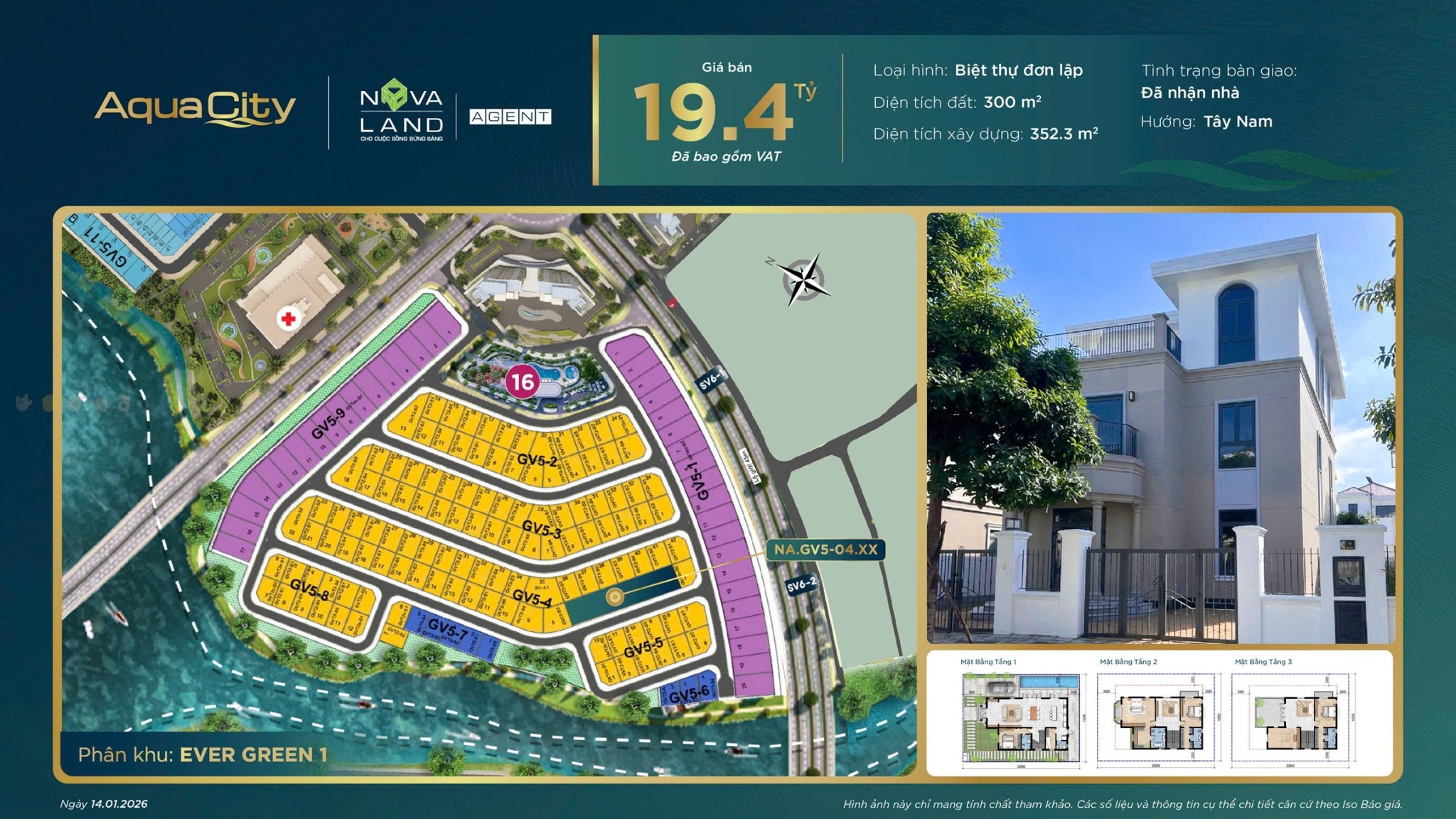 Thông tin giá bán biệt thự khoảng 300m² trong khu Ever Green 1, thuộc nhóm diện tích trung tâm và nhu cầu cao.