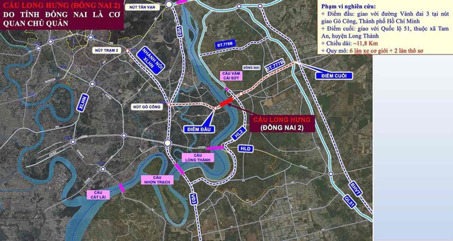 Cầu Long Hưng khi hoàn thiện sẽ mở trục kết nối chiến lược giữa TPHCM và Đồng Nai, rút ngắn thời gian di chuyển giữa 2 tỉnh thành chỉ còn khoảng 10 phút