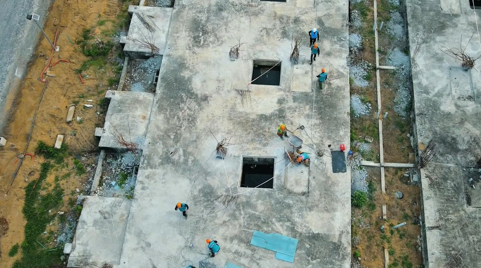 Sự kết hợp song song giữa các block lên tầng và block làm móng