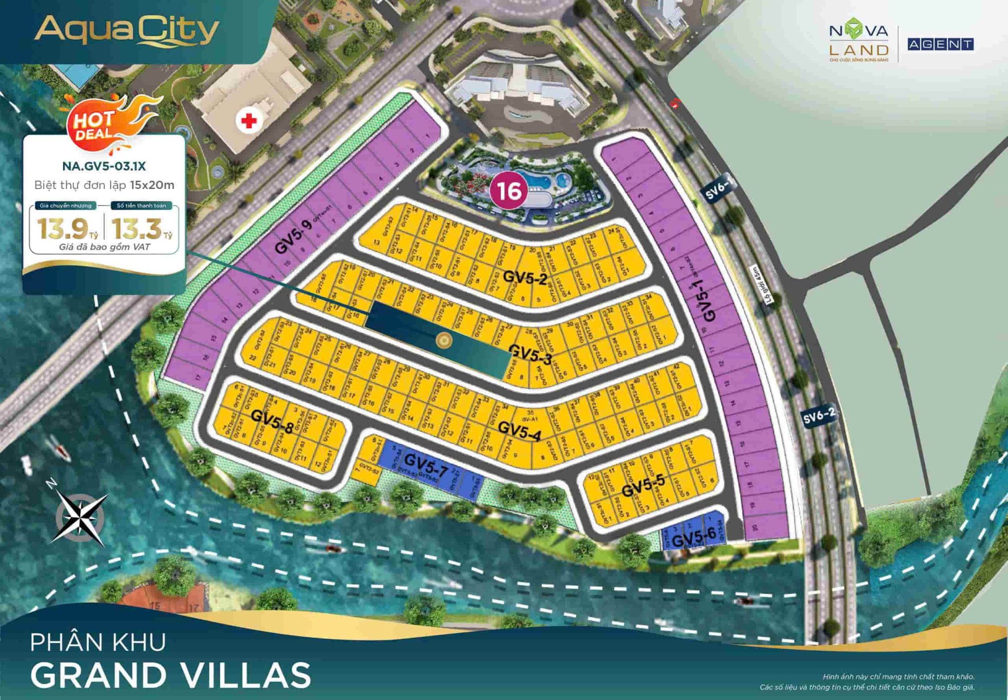 Bảng giá biệt thự 15×20m (Grand Villas) – nhóm sản phẩm diện tích tiêu chuẩn, phù hợp nhu cầu ở và đầu tư.