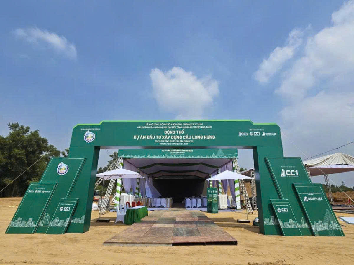 Sáng 15-1, Tổng Công ty Xây dựng số 1 (CC1) tổ chức lễ động thổ Dự án Đầu tư xây dựng cầu Long Hưng (cầu Đồng Nai 2) theo phương thức đối tác công tư.